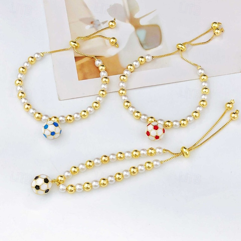Pearl Thick Chain Soccer Fashion Personalized Copper Bracelet Jewelry 1# / 2# / 3# For Daily Gift Holiday 2026 - $12.99 –P1