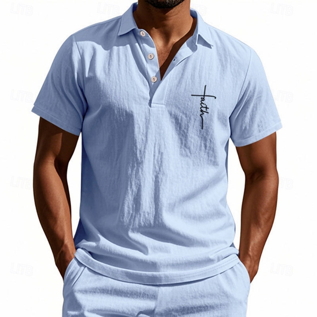 Homens Camisa de linho Camisas Polo Casual Rua Lapela Manga Curta Básico Moderno Cruz Botões Verão Primavera Normal Preto Branco Azul Marinha cáqui Verde Tropa Cinzento Camisa de linho de 2026 por $25.99 –P19