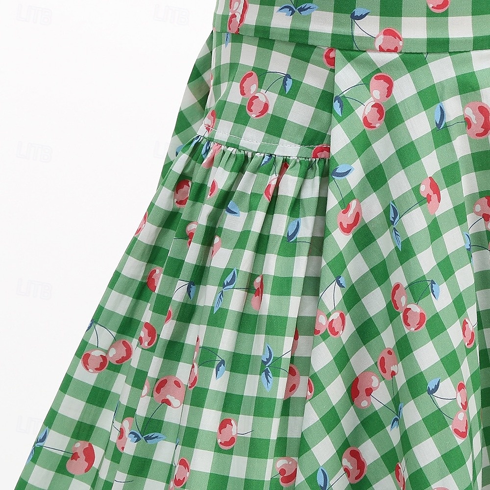 Lata 50. Retro / vintage Do kolan Sukienka Rockabilly Rozkloszowana sukienka Bez rękawów Strój na bal maskowy Dla dziewczynek Halloween Karnawał Bal maskowy Studniówka Wieczorna impreza Przyjęcie 2026 - $39.99 –P7