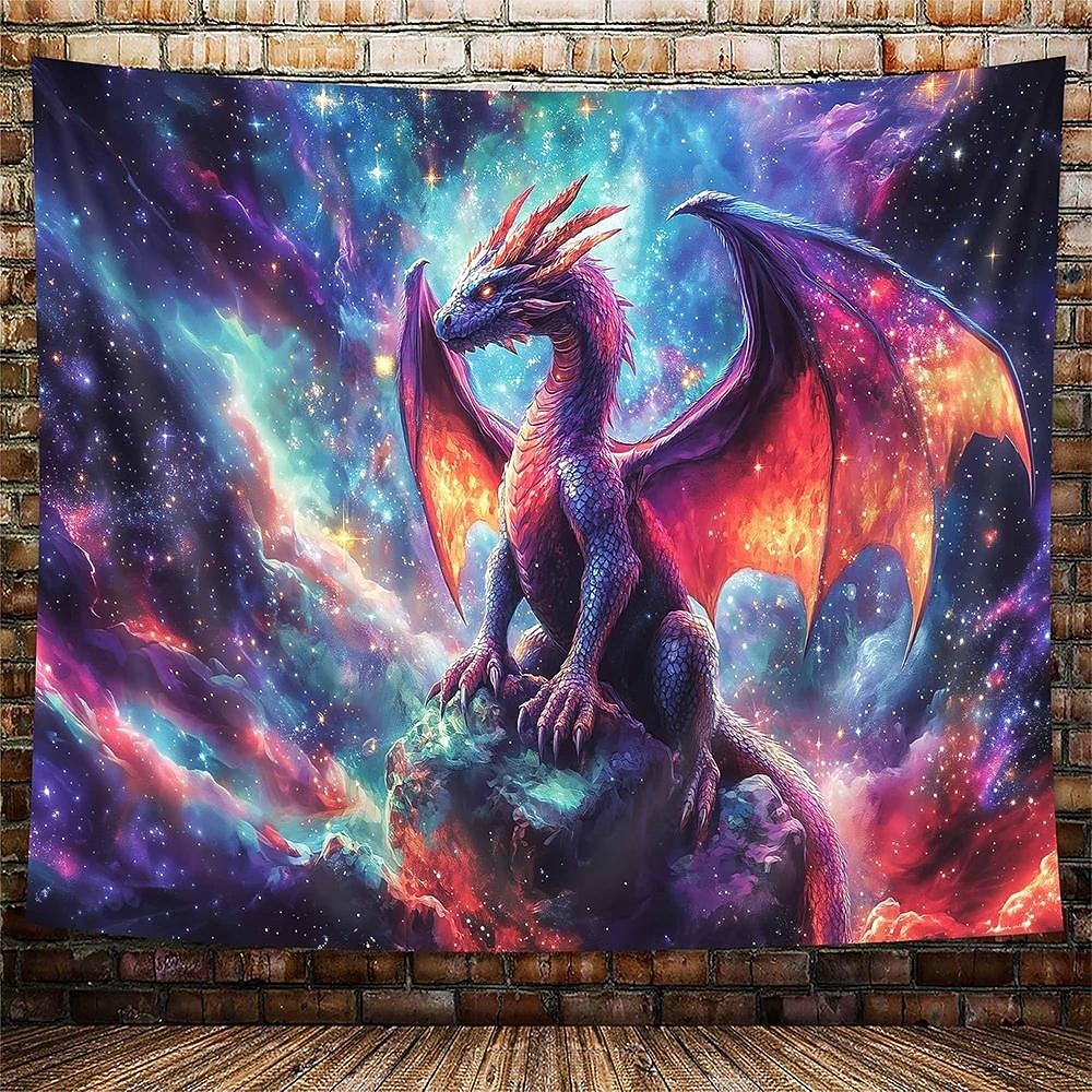 Fantasy Mythical Purple Dragon Magic Enchanted Forest Glowing Mushroom Psychedelic Art Large Wall Tapestry Hanging for Living Room Bedroom Dorm Home Decor Mural Backdrop 2026 - ZAR R350.38 –P4
