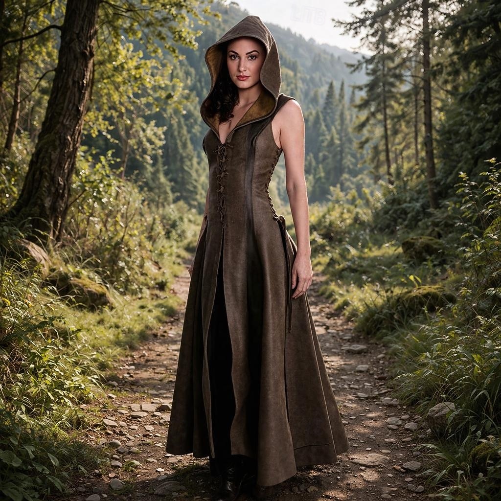 Medieval Renacimiento Vestidos Hada Ranger Escote en Pico Disfraz Mujer Fantasía Víspera de Todos los Santos Carnaval Mascarada Feria del Renacimiento Fiesta temática retro Adulto Vestido 2026 - $76.99 –P1