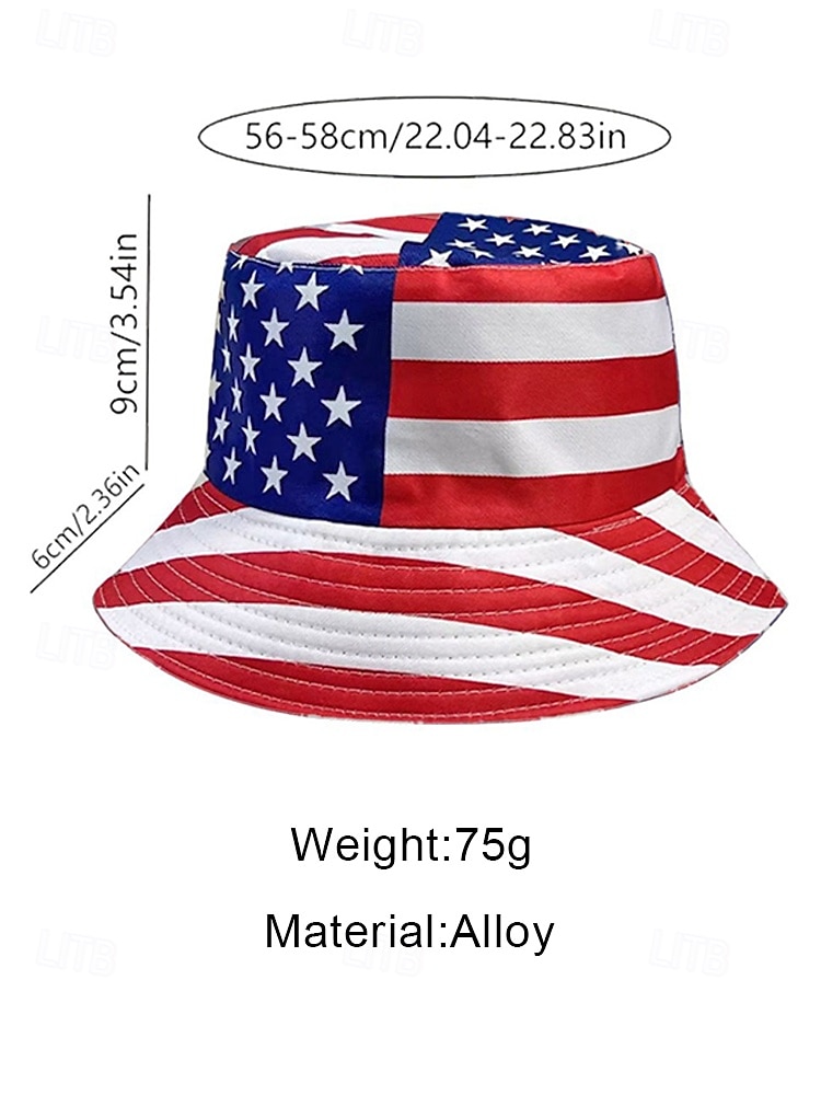 Women's Patriotic Printed Polyester Bucket Hat Wide Brim Sun Hat for US 250th Anniversary, Independence Day, Casual Daily Wear & Travel Vacation 2026 - $11.99 –P10