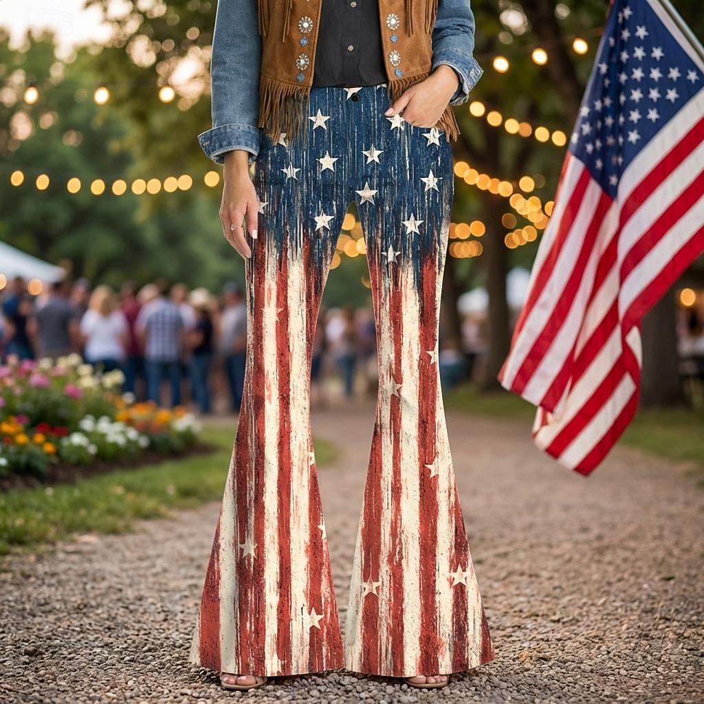 250° anniversario USA Retrò Vintage Anni '70 Pantaloni Pantaloni a zampa d'elefante Hippie Disco Vita alta Zigzag Costume Per donna Mascherata 4 Luglio Feste Giorno dell'Indipendenza Adulti Pantaloni del 2026 a $35.99 –P1