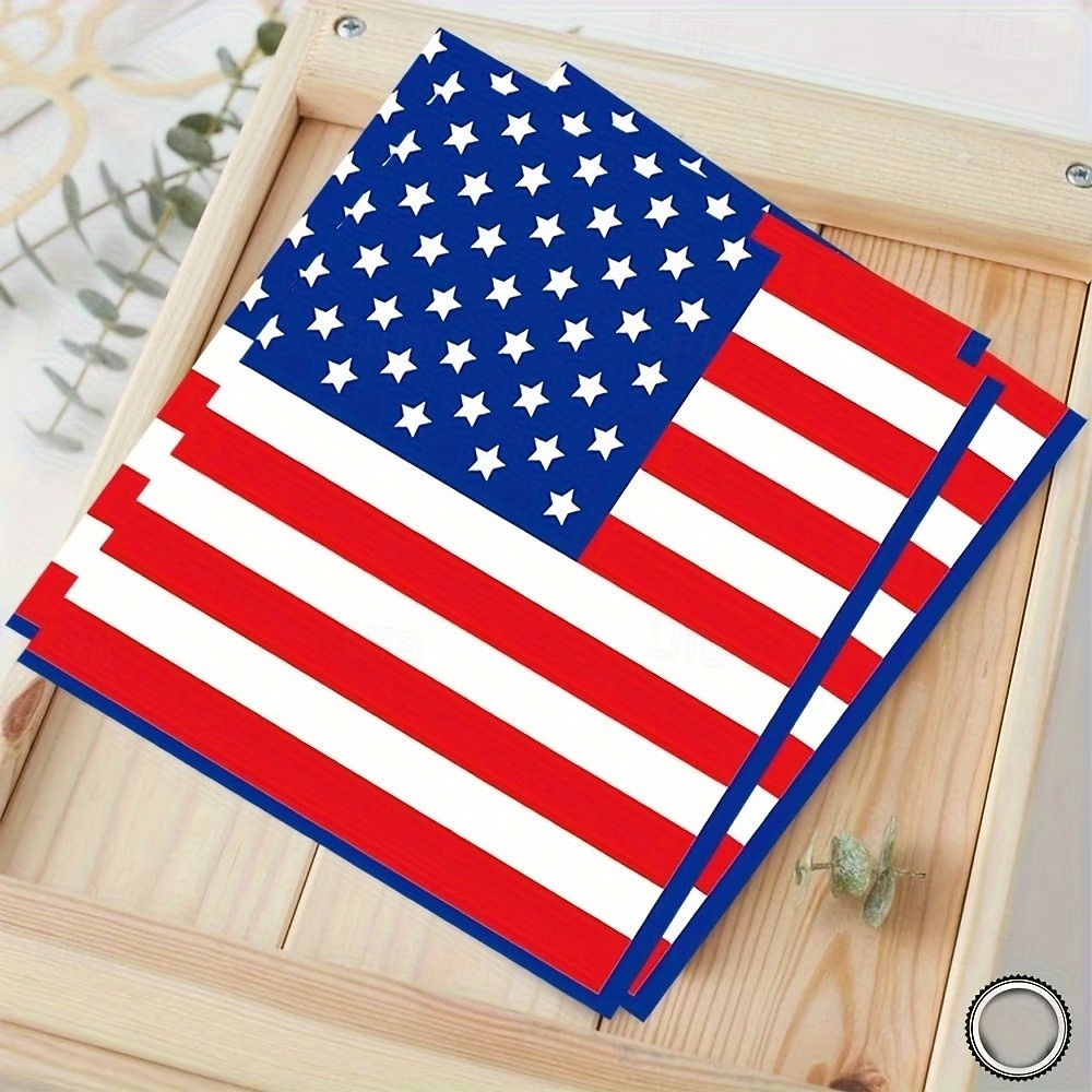 50 st patriotiska 4 juli-servetter, amerikanska flaggan, pappersservetter för självständighetsdagen, 250-årsjubileum, minnesdagen &firandet av veteranernas dag 2026 - $15.99 –P5