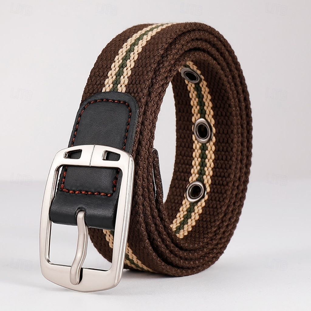 Herren Gürtel Verstellbar Chrom Segeltuch Streetwear Zeitgenössisch Freizeit Farbblock Schwarz Braun Täglich Outdoor Taillengürtel 2026 - $5.49 –P4