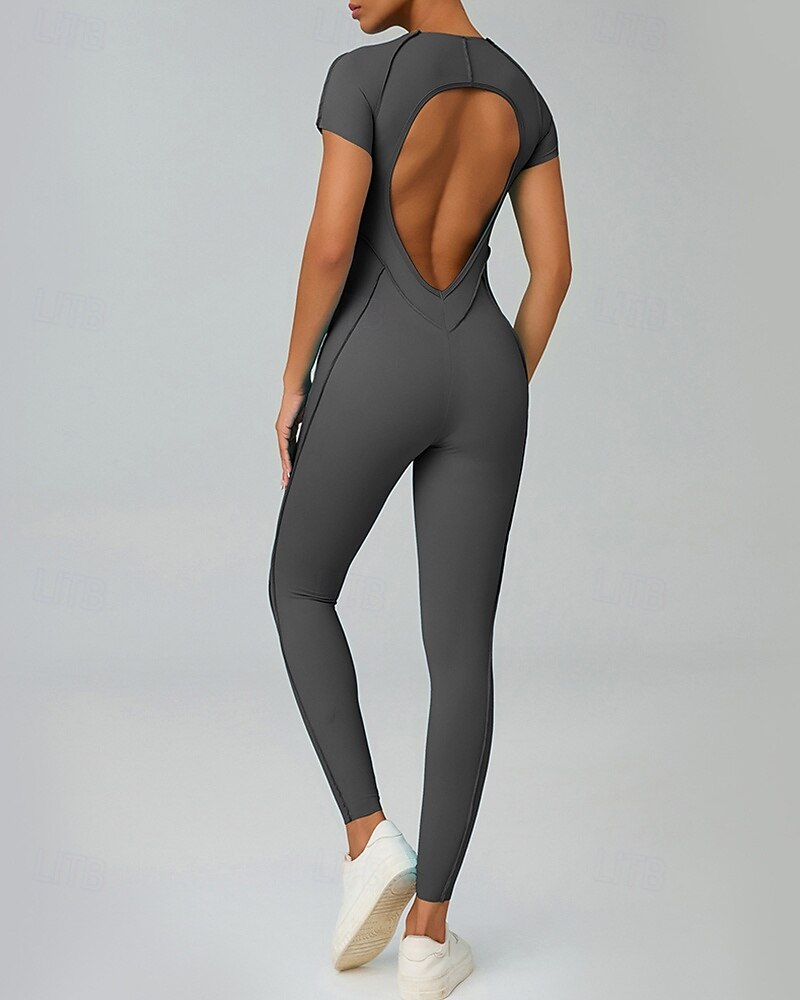 Mujer Mono de Fitness Pijama Mono Color sólido Body Verano Primavera Otoño Arroz blanco Rosa Entrenamiento de gimnasio Aptitud física Yoga Eslático Transpirable Manga Corta Deporte Ropa de Deporte 2026 - $44.99 –P18