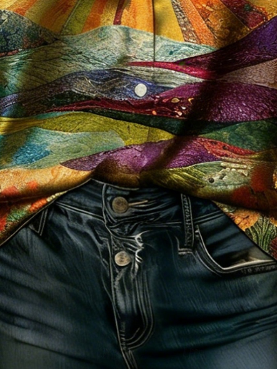 Per donna Camicia Camicia in raso Stampato Grafico Sole Astratto Bohemien Vintage Manica Lunga Colletto a Camicia Top Regolari Quotidiano Ferie Uscire Giallo Estate Primavera Autunno del 2026 a $26.99 –P3