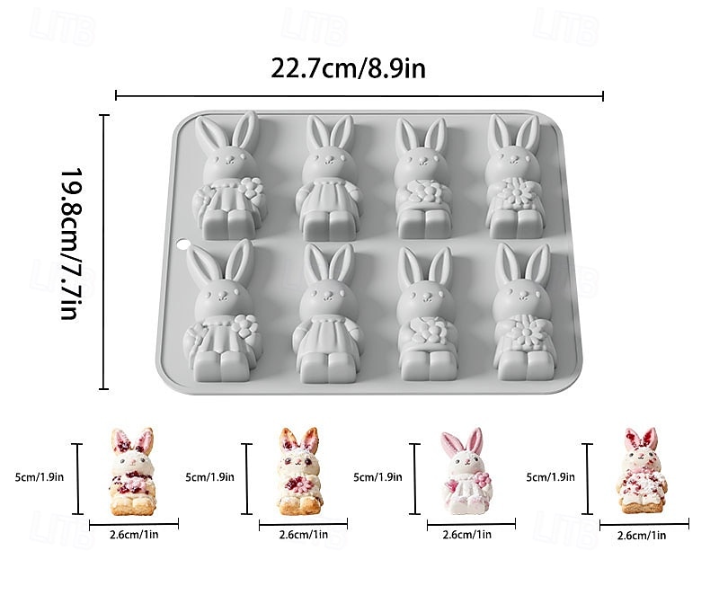 Easter Bunny Silicone Molds, 3D Bunny Chocolate Mold Easter Rabbit Mould, Suitable for Making Easter Treats, Baking, Cakes, Jellies, Ideal for Easter Party & Home DIY Crafts 2026 - $10.49 –P8