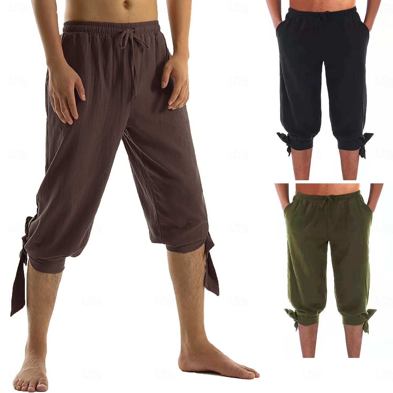 Vintage Medieval Renascentista Calças Calção Calça Pirata Pirata Viking Cruzado Ranger Fantasia Homens Pirata Fantasia Calças Verão de 2026 por $28.99 –P1