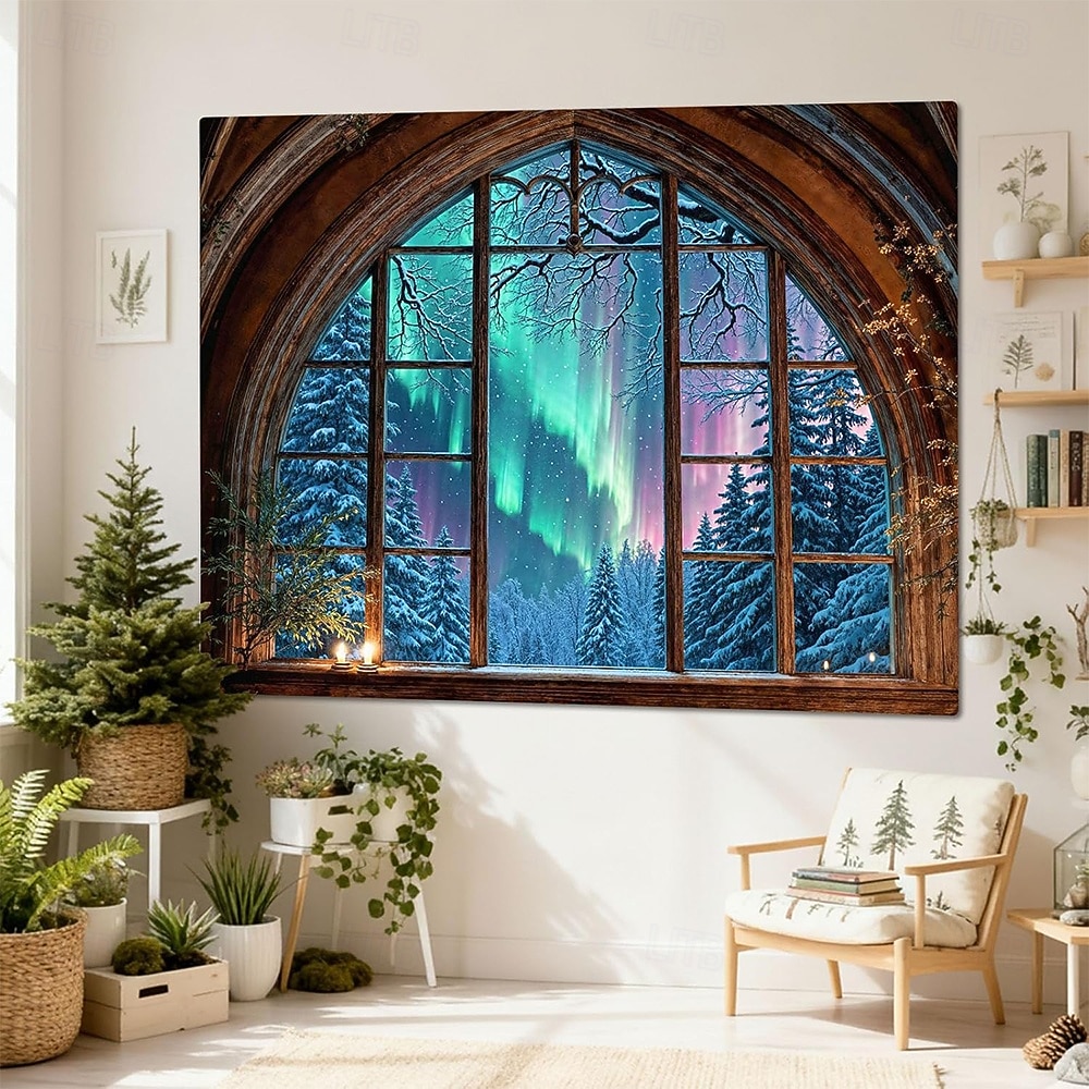 Spaceship Porthole View Outer Space Galaxy Universe Ringed Planet Nebula Stars Icy Moon Landscape Sci-Fi Window Wall Tapestry Hanging for Gaming Room Decor Bedroom Office Backdrop 2026 - E£1124.93 –P7