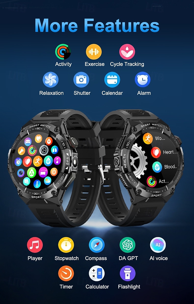 Smartwatch AMOLED da 1,43" per uomo e donna, chiamate Bluetooth, batteria da 700 mAh, impermeabile fino a 3 ATM, orologio fitness. del 2026 a $87.99 –P14