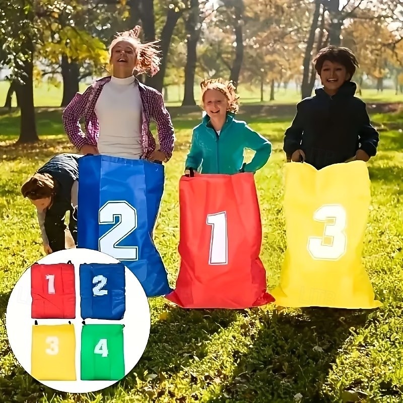 4PCS Canvas Potato Sack Race Set, Durable Kangaroo Jumping Bags for Kids & Adults, Outdoor Lawn Games for Family Fun, Hand-Washable Sack Race Bags for Halloween, Christmas & New Year 2026 - $22.99 –P4