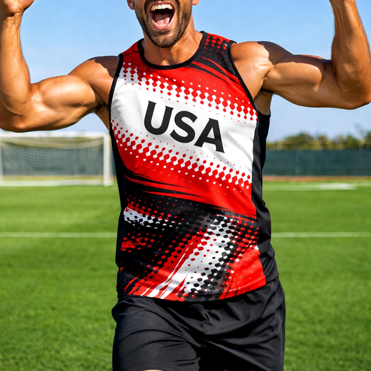 Men's Soccer Jersey Geometric Color Block Letter USA Workout Tank Top Running Tank Top Athletic T-shirt Summer Color Block Sleeveless Athleisure Spandex UPF 50 Quick Dry Moisture Wicking Breathable 2026 - $17.99 –P1