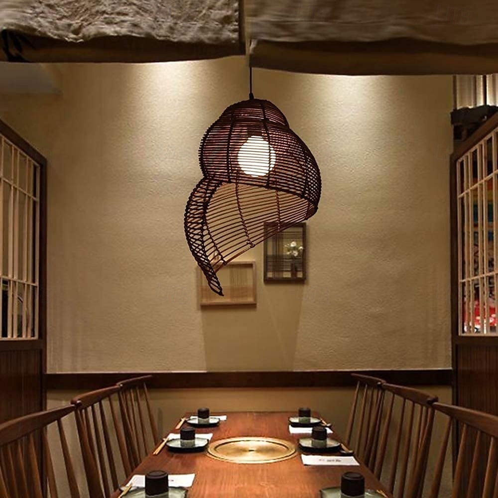 25 cm Design di Lanterna a Sospensione Lampada a sospensione Rattan Finiture Verniciate Moderno 110-120V 220-240V del 2026 a $122.99 –P8