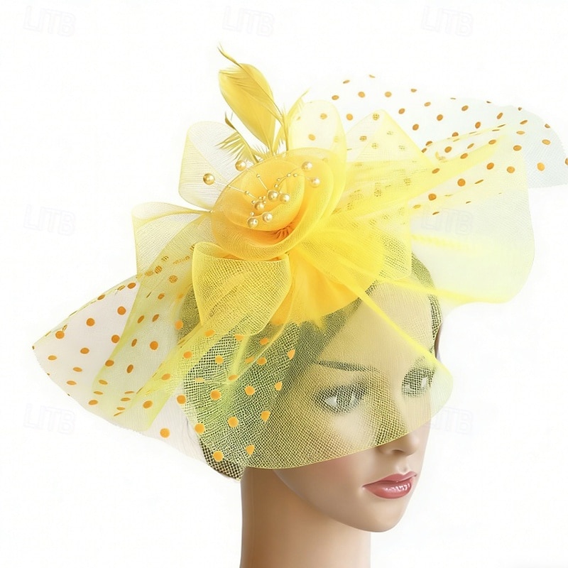 fascinators Veer Netto Bruiloft Verjaardag Vintage leuke Style Met Veer Tule Helm Hoofddeksels 2026 - $17.49 –P7