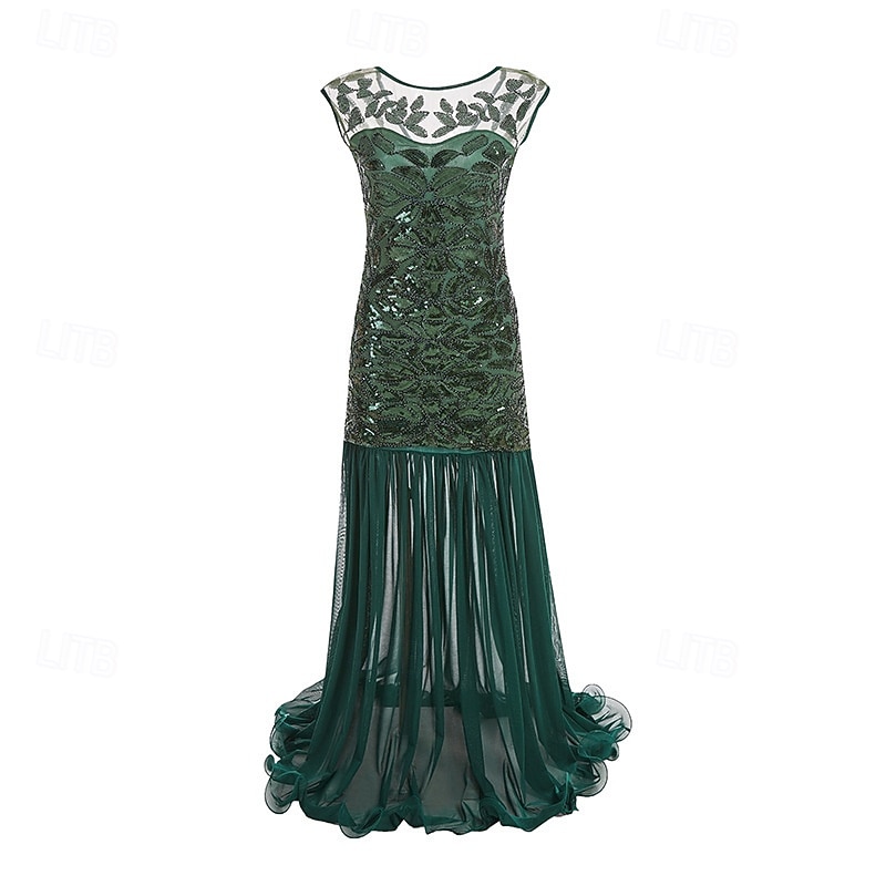 Rugido 20s 1920s Hasta el Tobillo Vestidos Vestido de noche Vestido de fiesta de graduación Sin Mangas El gran Gatsby Tallas Grandes Invitado a la boda Lentejuelas Disfraz Mujer Carnaval Mascarada 2026 - $62.99 –P11