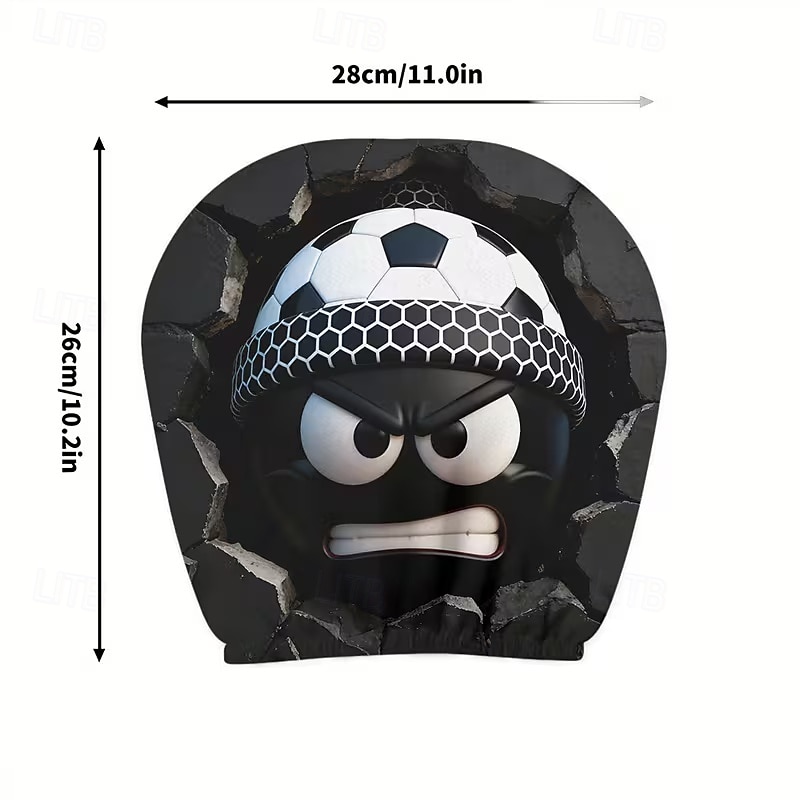 2 stuks grappige hoofdsteunhoezen met voetbalhoofd-uitdrukking voor in de auto, gemaakt van non-woven polyester, universele pasvorm, wasbaar, eenvoudig te installeren, perfect voor roadtrips of 2026 - $9.49 –P16