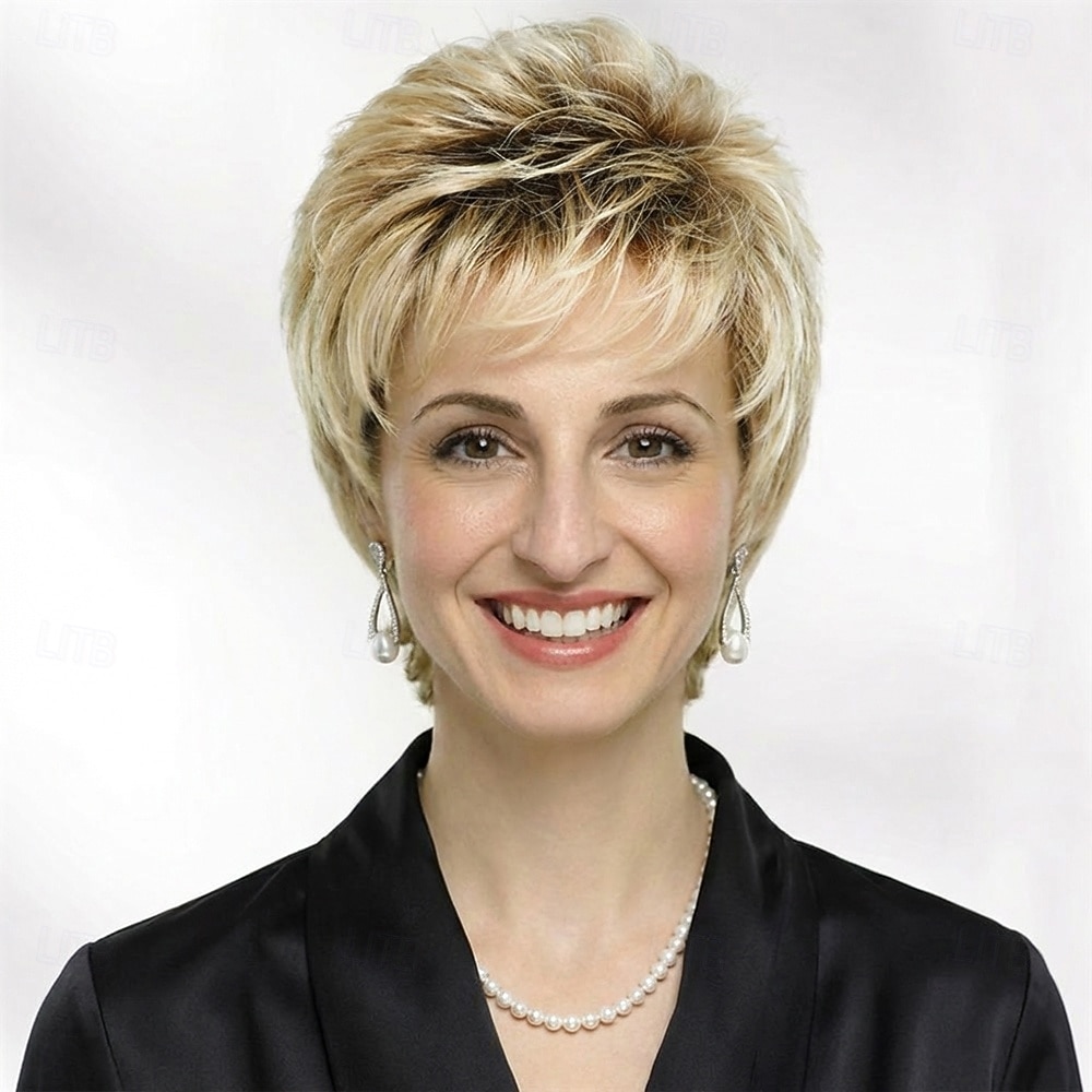 2026年 女性用シックなショートブロンドピクシーウィッグ - 軽いレイヤーでふわふわのボリューム  コレクション – $34.99 –P1