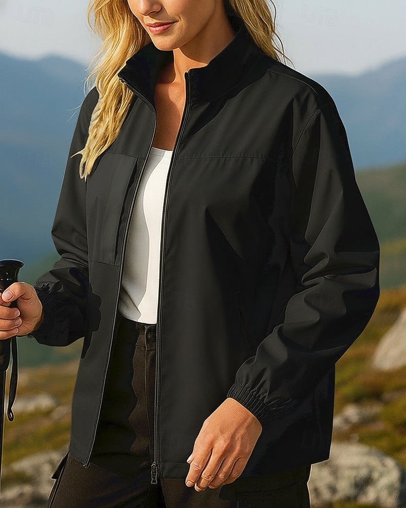 בגדי ריקוד נשים בולם רוח מעיל ג'קט לטיולי הליכה חיצוני עמיד למים עמיד בגדי טיולים אביב סתיו צמרות מחנאות / צעידות / טיולי מערות ריצה צבע אחיד שחור לבן ורוד 2026 - $32.99 –P5