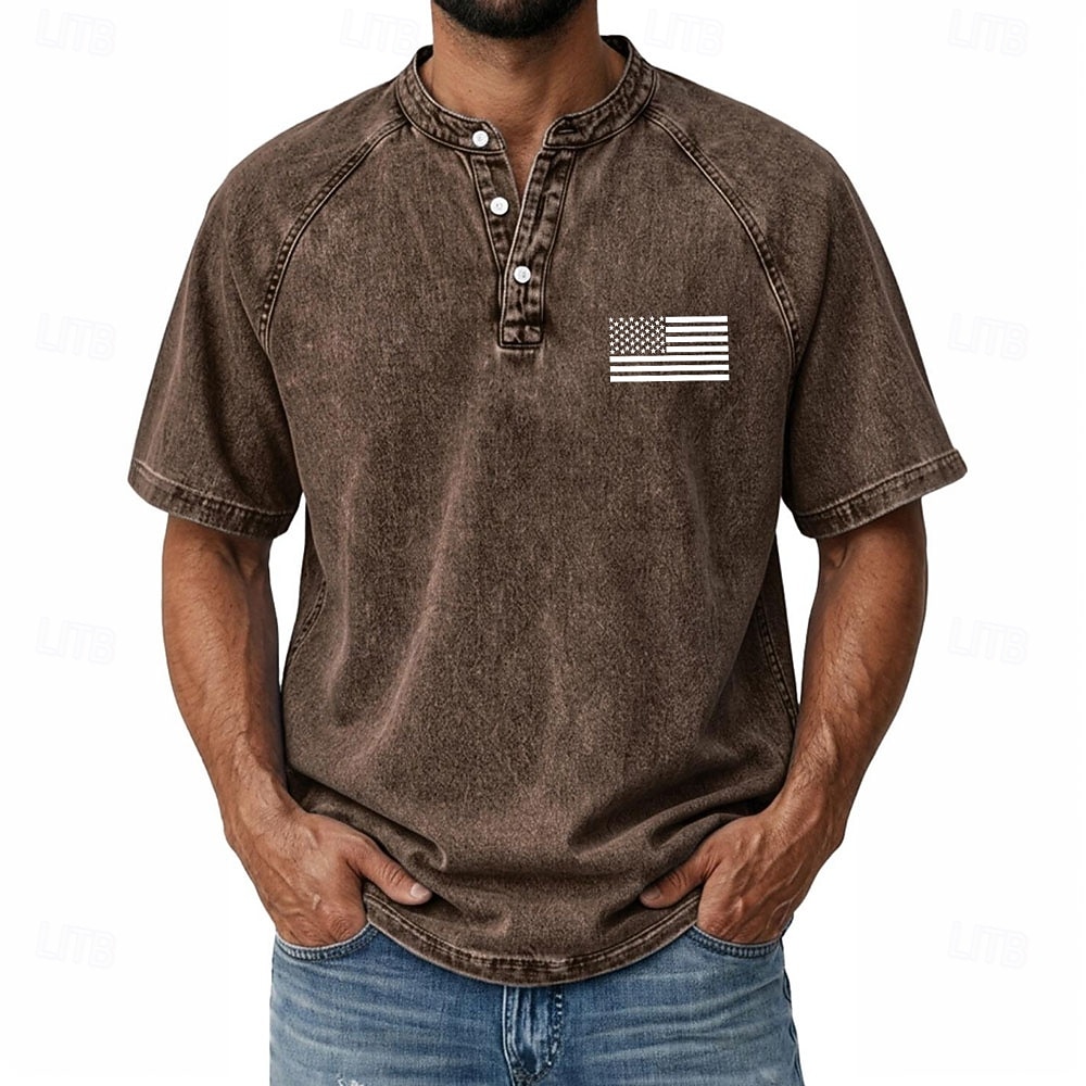 T-shirt graphique américain US Flag pour homme SoftFade™ chemise en denim 100 % coton chemise acid wash haut à manches courtes vintage streetwear maison rue été printemps noir rose vert clair gris de 2026 ? $31.99 –P12