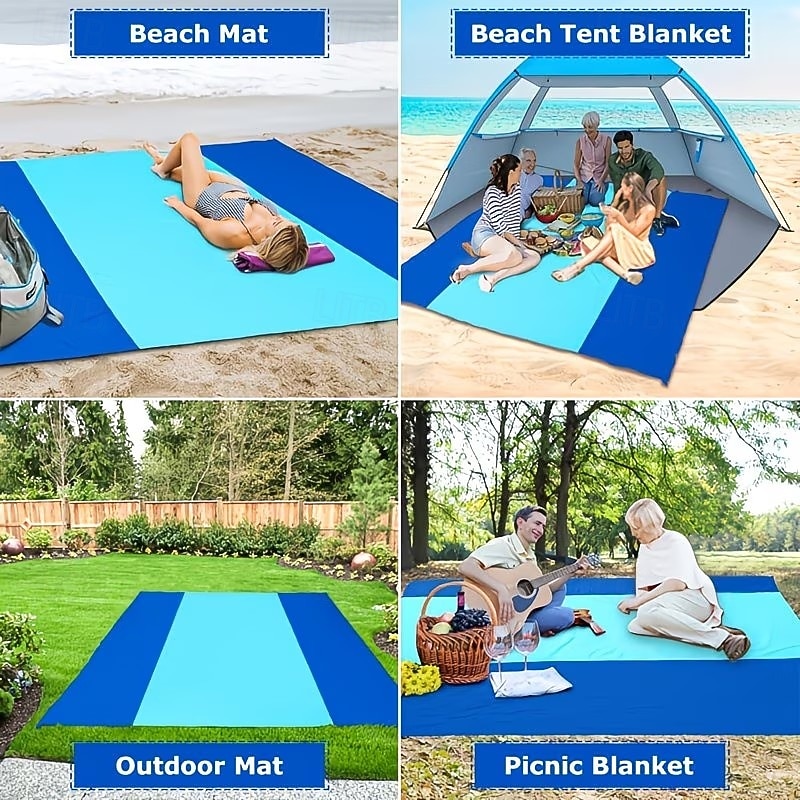 utendørs strandteppe for 4-7 personer, ekstra stort, lett, sandbestandig strandteppe, stor piknikmatte egnet for strandturer, camping og fotturer 2026 - $23.99 –P2