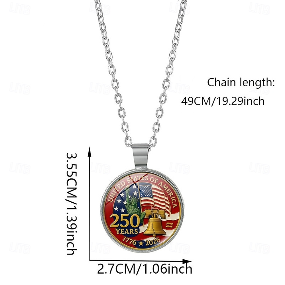 4pcs U.S 250th Anniversary Necklace Set – 2D Eagle & American Flag Pendant, Patriotic Commemorative Jewelry, 1776-2026 Collectible, Independence Day, 4th of July, USA Pride Gift 2026 - $15.99 –P2