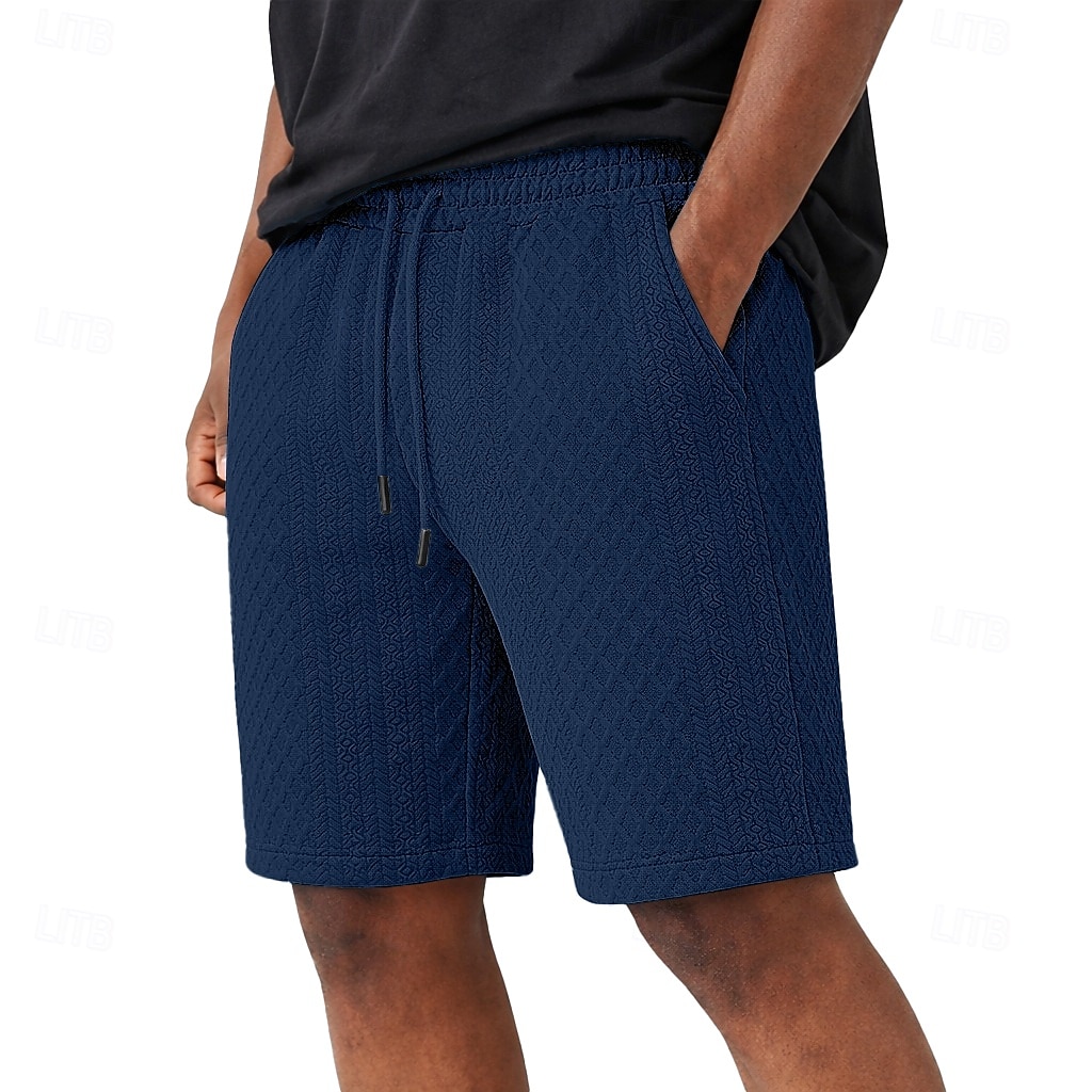 Men's Shorts Casual Shorts Jacquard Pocket Plain Textured Comfort Breathable Above Knee Casual Outdoor Beach Vacation Fashion Navy Blue Light Grey Micro-elastic 2026 - $17.99 –P8