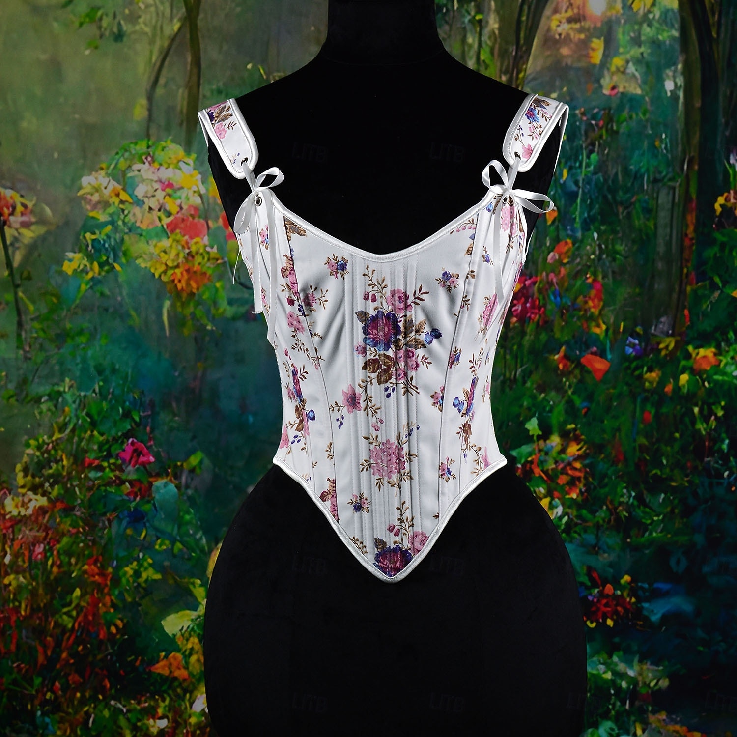 Kostymer i middelalderstil Renessanse Cottagecore Korsett Bodice Viking Bonde Blondér Blomstret Kostyme Dame Keltisk fantasi Halloween Karneval Ytelse LARP Ren Faire Voksne Korsett 2026 - $38.99 –P20