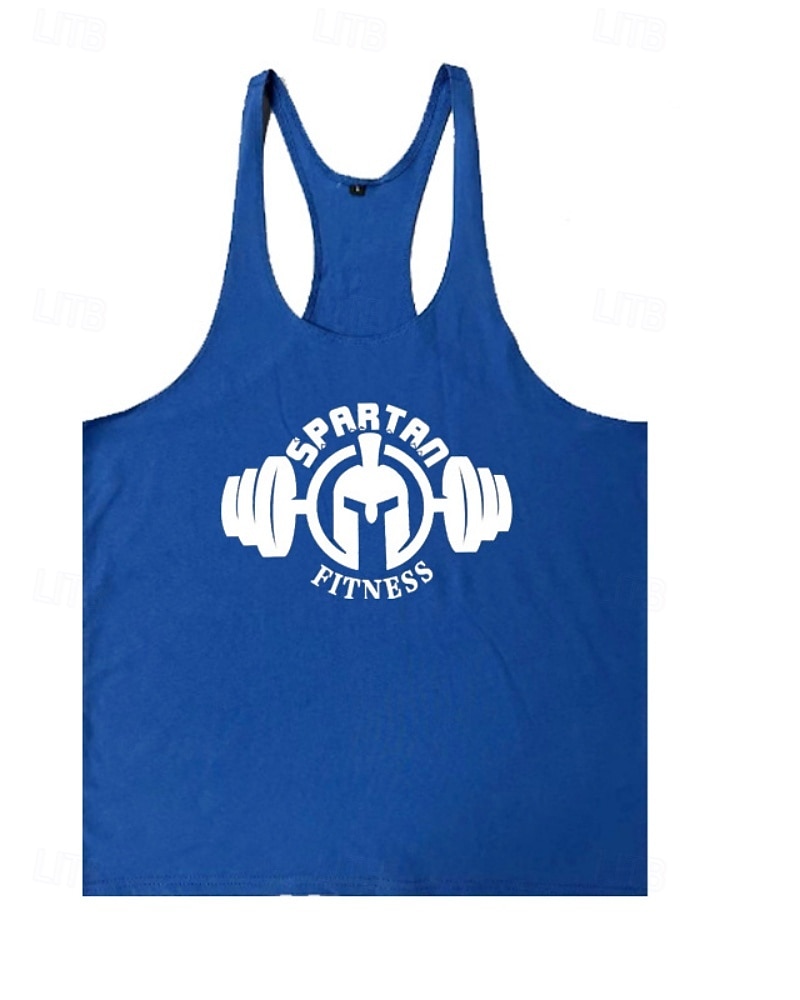 Herre Grafisk Bokstaver Treningstank topp Singlet til jogging Gymtopp Sommer Racerrygg Ermeløs Hurtigtørkende Fukttransport Treningsøkt Aktiv trening Trening Blå Svart Gul Sports Sportsklær 2026 - $10.49 –P2