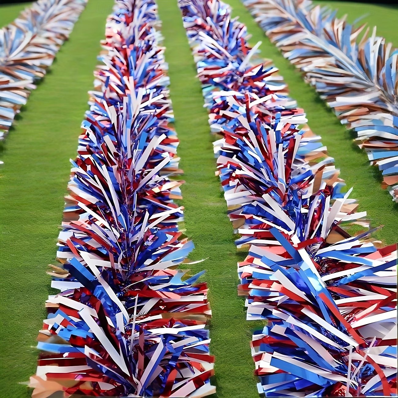 4Pcs Patriotic Tinsel Garland Red White Blue Foil Streamers 78.7in Metallic Fringe Decorations for 4th of July Independence Day Memorial Day Labor Day American Flag Theme Party Decor Durable Plastic 2026 - $15.99 –P8
