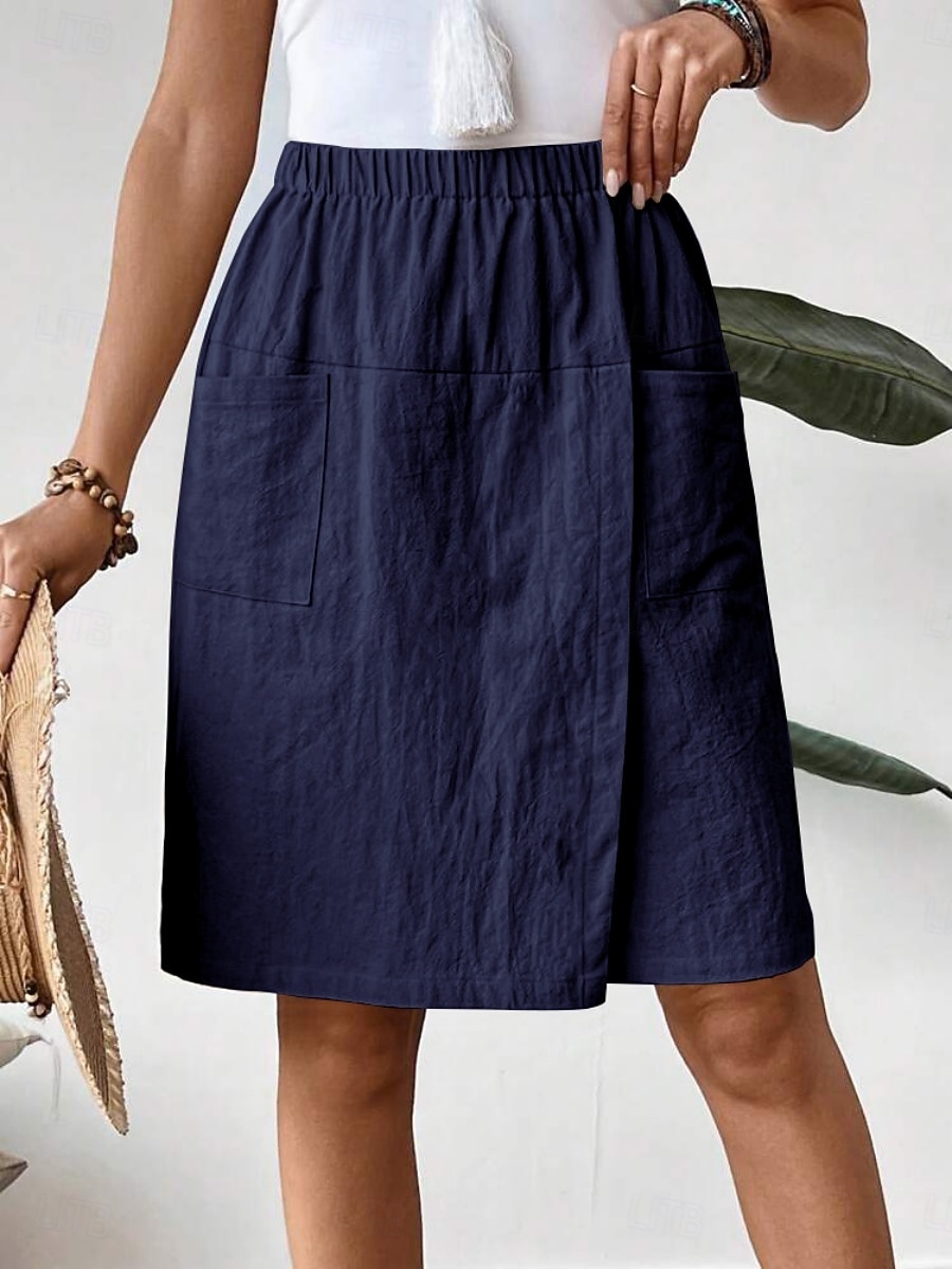 Γυναικεία Λινό από ψεύτικο βαμβάκι Σορτσάκια Καλοκαιρινό σορτς Διακοπές Μοντέρνα Κομψό στυλ street Μήκος γόνατος Ψηλή Μέση Σκέτο Κορδόνι Τσέπη Ελαστική μέση Άνεση Ικανότητα να αναπνέει Άνετο 2026 - $21.99 –P6