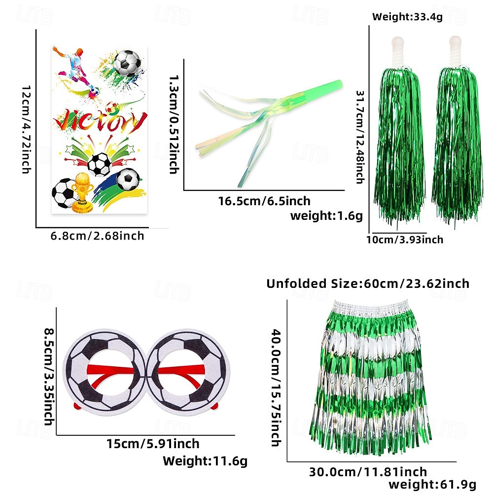 Kit para fanáticos del partido mundial de fútbol de verano de EE. UU., Canadá y México 2026, accesorios para porristas, diademas, aretes, tatuajes adhesivos y accesorios para porristas y apoyo 2026 - $9.99 –P14