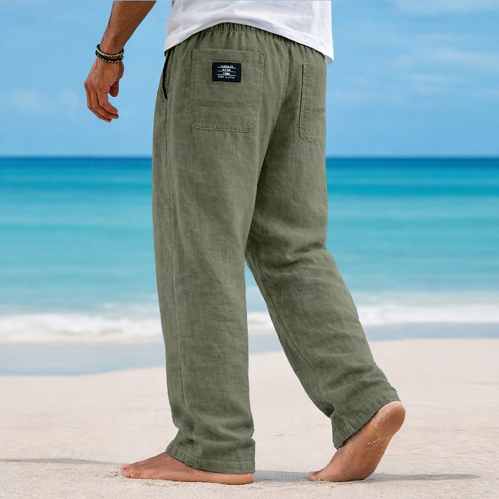 Homme Pantalons en Lin Pantalons Pantalon d'été Pantalons Amples Pantalons de Plage Cordon de serrage Taille Élastique Jambe Droite Couleur Unie Léger Respirant Longueur complète Occasionnel de 2026 ? $25.99 –P8