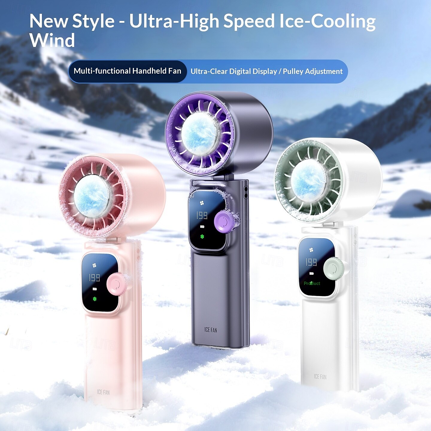 Handheld Fan with Cooling Plate, Portable Personal Fan, Digital Display 199 Speeds Adjustable, Foldable Mini Fan with Lanyard, High Speed Turbo Fan for Women Men Travel, Outdoor, Office 2026 - $29.99 –P1