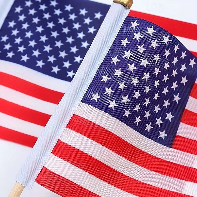 Patriotiske amerikanske miniflagg – 20/50 stk. 4x6-tommers amerikanske treflagg med premium trestenger og trygge gullspydtopper – 4. juli, uavhengighetsdagen, 250-årsjubileum, minnedagen, veterandagen 2026 - $15.99 –P5