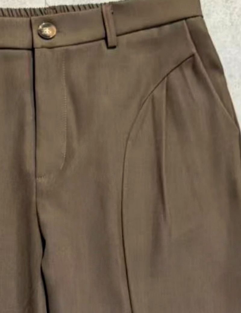 Per uomo Pantaloni Pantaloni Eleganti Tasca Bottoni Semplice Comodità Traspirante Lunghezza intera All'aperto Abbigliamento casual alla moda Vacanza Moda Marrone Grigio scuro Inelastico del 2026 a $36.99 –P8