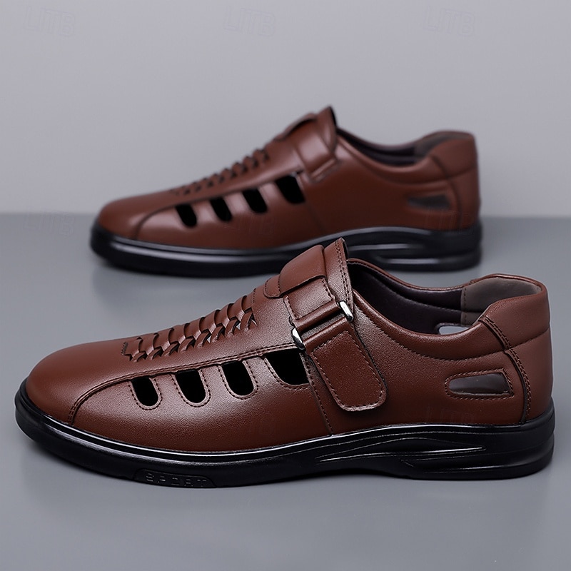 Sapatos casuais masculinos marrons com fivela e recortes, confortáveis para caminhada, ideais para uso diário, viagens, dirigir, escritório, looks casuais de negócios, fins de semana e estilo elegante. de 2026 por $42.99 –P5