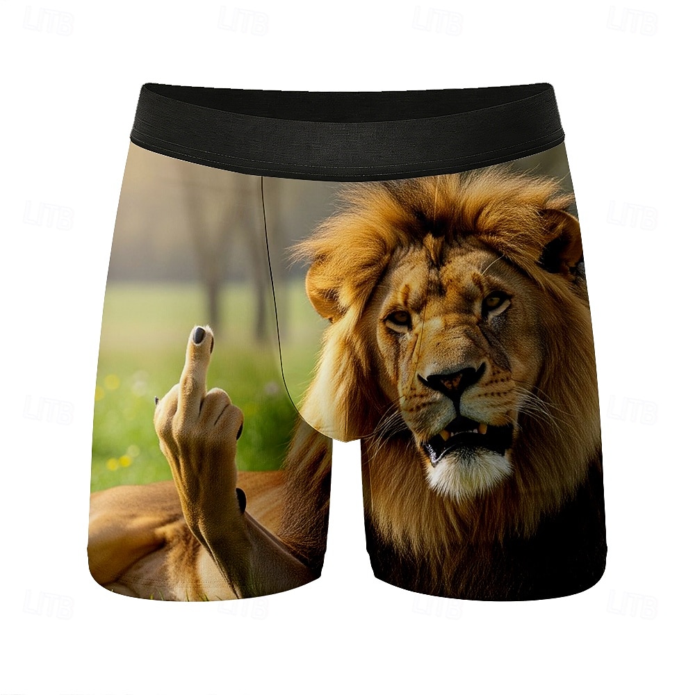 Муж. Животное Лев Эластичные боксерские трусы Плавки Боксерские шорты для плавания Веселая Повседневные Дом Пляжный отдых Эластичный пояс Влагоотводящий материал Дышащее нижнее белье Дизайнер Одежда 2026 - $16.99 –P1