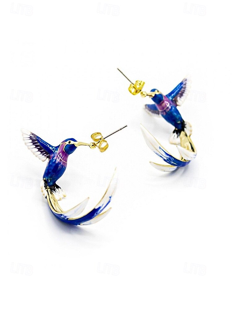 naisten kolibri-korvakorut, metalliseosmateriaali, boho-tyyli, värikäs emalikuvio, kevyet ja ainutlaatuiset, täydelliset lomalle, matkoille ja rentoon arkikäyttöön 2026 - $7.99 –P11
