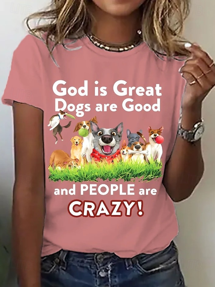 Festa di San Patrizio Per donna Maglietta Stampato Grafico Animale Lettera Vintage Elegante Classico Manica Corta Girocollo Top Regolari Quotidiano Weekend Blu Nero Bianco Rosa Viola Estate Primavera del 2026 a $21.99 –P3