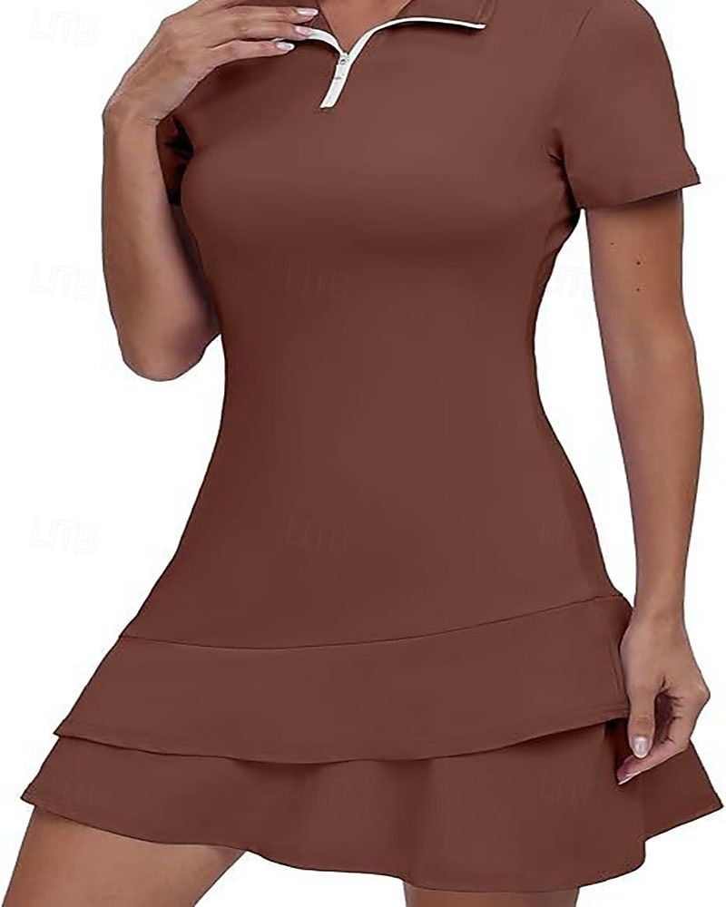 Dam Grafisk Leopard Geometrisk Tennisklänning med shorts Sportklänning Golfpikéklänning Kortärmad Fjärdedels blixtlås Asymmetrisk Elastisk Svettavvisande Andningsfunktion Tennis Golf Badminton 2026 - $22.99 –P14