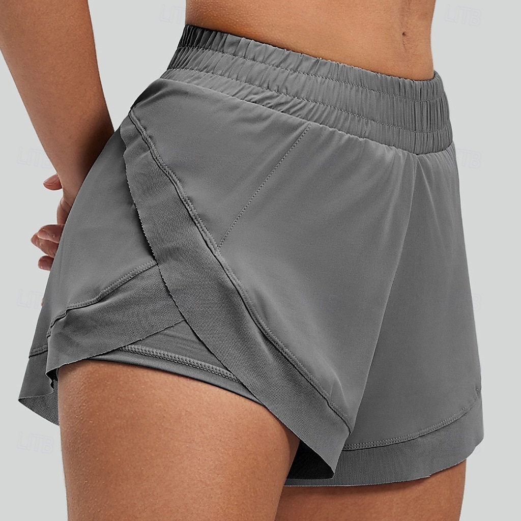 Dame Shorts Sommershorts Casual shorts Aktiv Ferie Mote Kort Medium Midje Helfarge Lomme Elastisk midje Komfort Myk Pustende Mikroelastisk Gateklær Løp Sport & Utendørs Svart Blå Lilla Grå Sommer Vår 2026 - $19.99 –P4