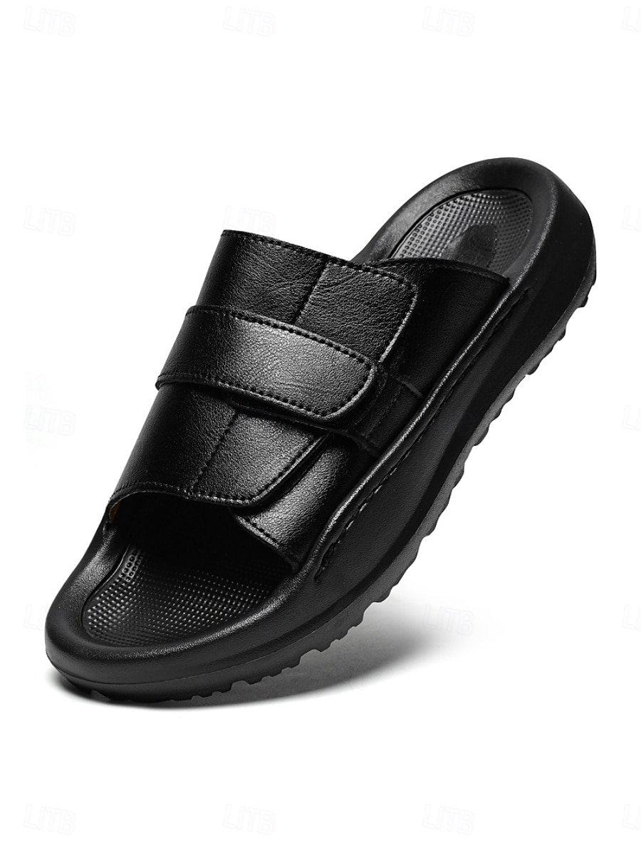 Men's Black Double Strap Slide Sandals Open-Toe Comfort Casual Slippers for Resort & Poolside, Beach Vacation, Travel, Seaside Relaxing, Summer Daily Wear and Outdoor Leisure 2026 - $42.99 –P2