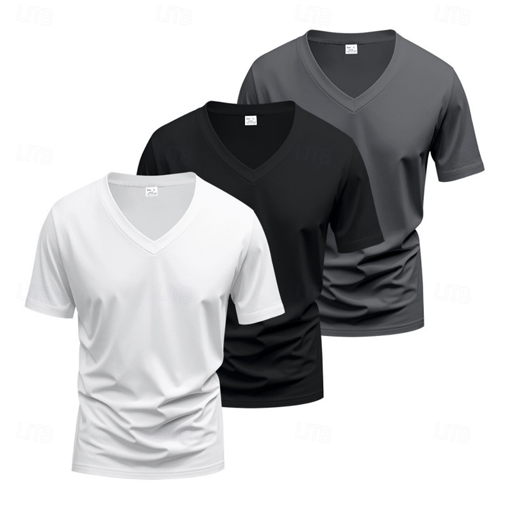 Herr T-shirt T-tröja Kortärmad V-hals Sommar Vår Slät Designer Grundläggande Modernt Modernt 3 st Ledigt Semester Gata 8# 9# 4# Topp t-shirt för män 2026 - $43.99 –P8