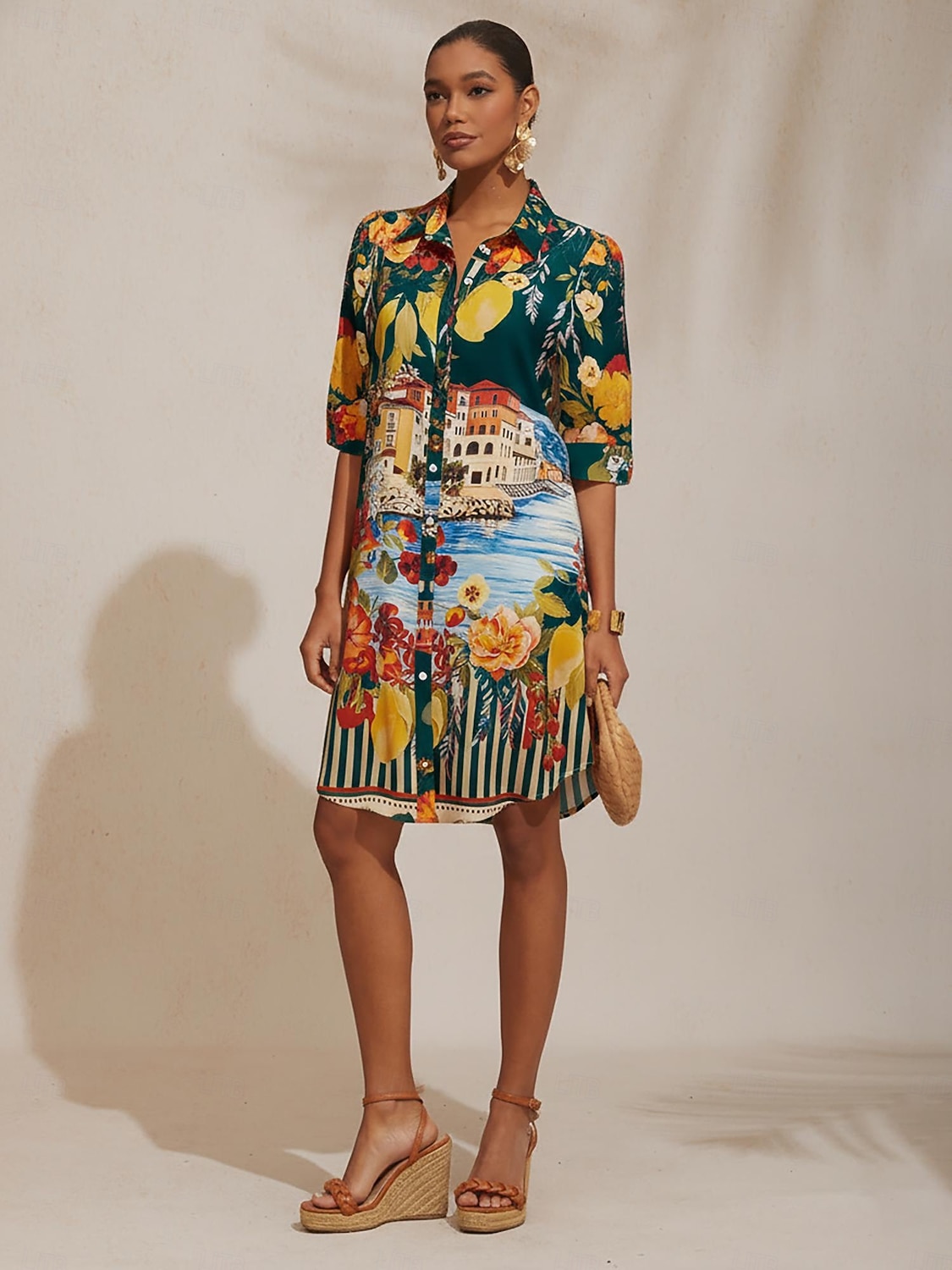 santorinin kesäinen silkkinen luonnonkaunis kukkakuvioinen paitamekko 2026 - AU $137.18 –P3