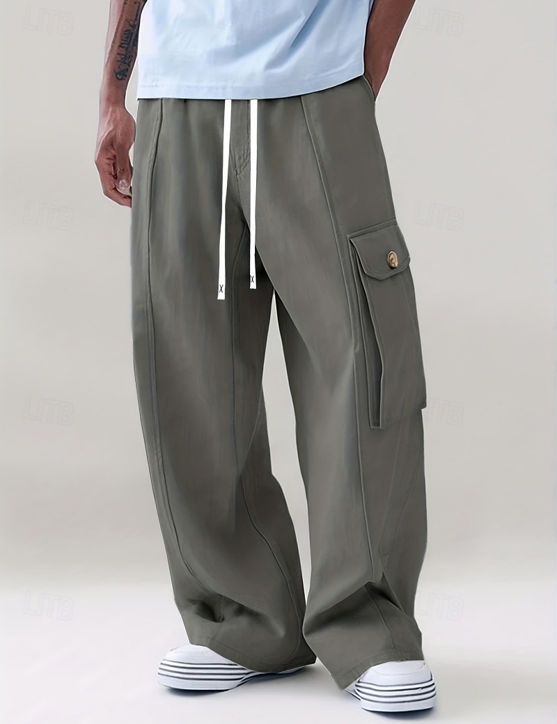 Per uomo Pantaloni Cargo Pantaloni Coulisse Tasca Semplice Comodità Traspirante Lunghezza al ginocchio Casa All'aperto Abbigliamento casual alla moda Vacanza Moda Verde militare Albicocca Inelastico del 2026 a $31.99 –P1