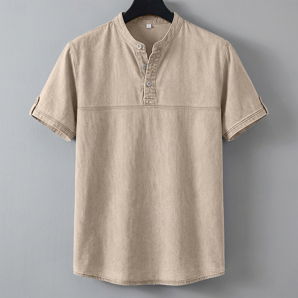 SoftFade™ Pánská Henley košile 100% bavlna košile s kyselinovým praním krátký rukáv jednobarevná retro vintage casual vintage styl ručně barvená bledá Henley casual léto jaro podzim fialová Henley 2026 - $31.99 –P7