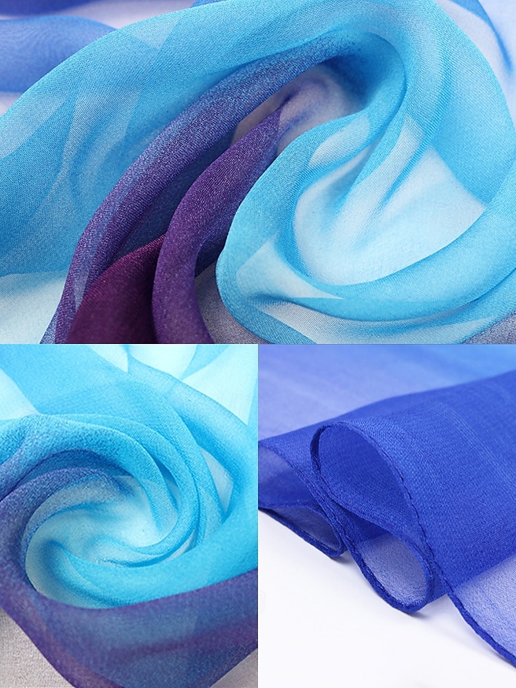 Dameskjerf i bohemsk gradientstil i chiffong, flerfarget, lett polyestersjal for fritidsbruk, reise, ferie, strand og resortstil 2026 - $11.99 –P13