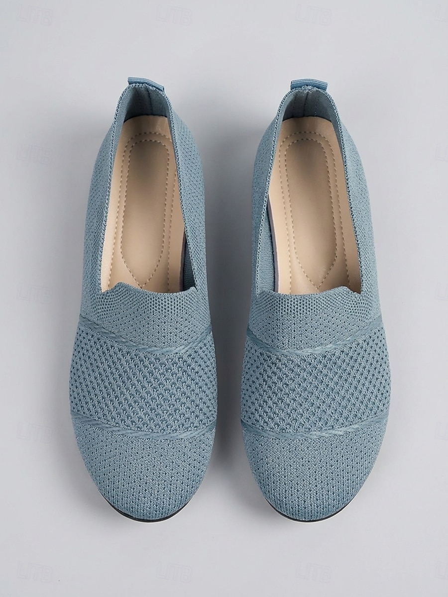 naisten vaaleansiniset hengittävät neulotut slip-on-kengät, kevyet vapaa-ajan kengät työhön, matkoille, shoppailuun &arjen mukavuus 2026 - $24.99 –P2