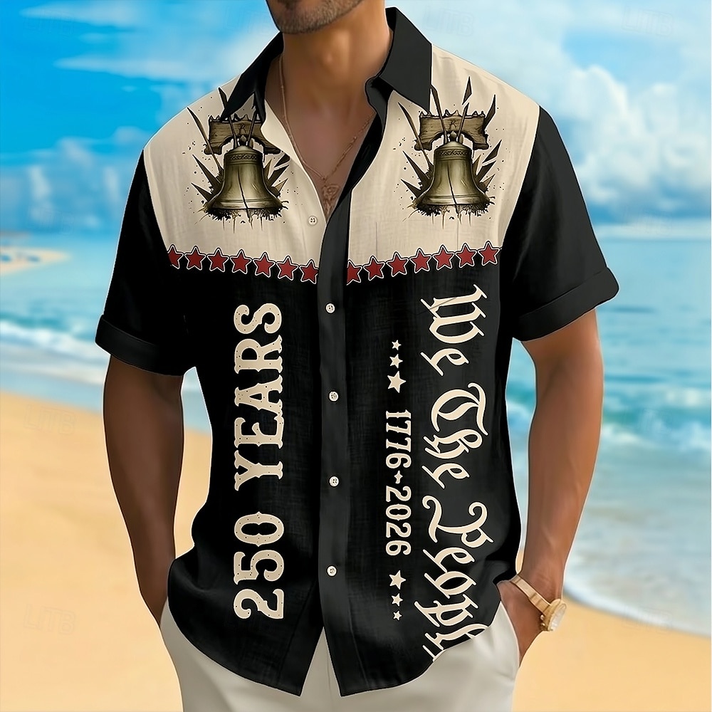 Men's 4th of July U.S. 250th Anniversary US Flag We The People Shirt Summer Shirt Button Up Shirt Short Sleeve Patriotic Outdoor Holiday Summer Spring Turndown 3D Print Collared Shirts Front One 2026 - $25.99 –P1